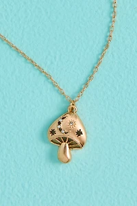 Moonlit Mushroom Rhinestone Necklace - Boho Jewelry Buy Now