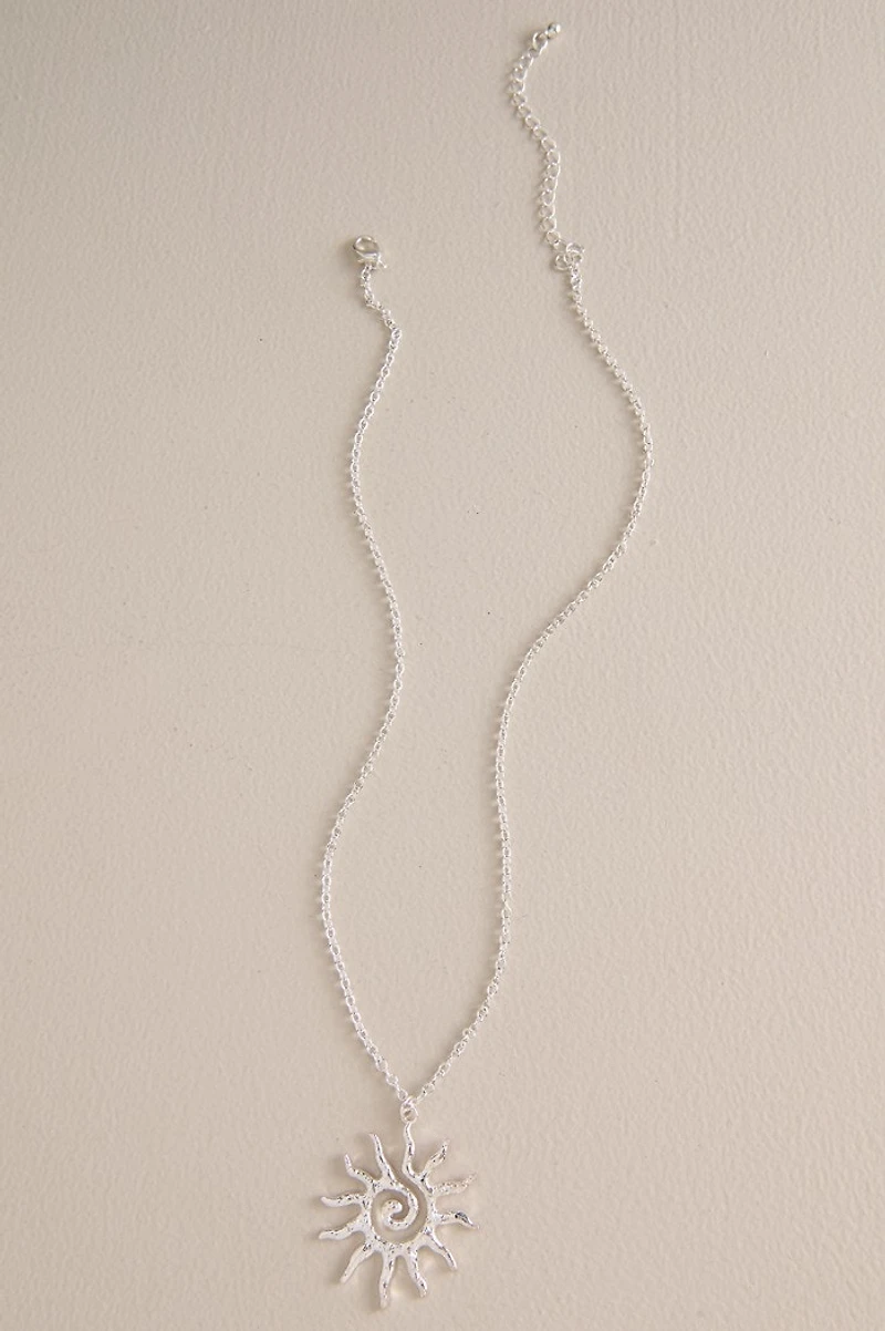 Silver Sun Swirls Necklace