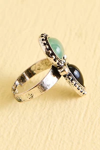 Silver Double Faux Stone Ring