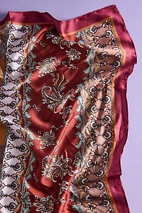 Wine Floral Small Boho Satin Bandana