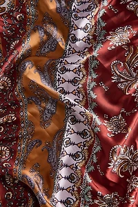 Wine Floral Small Boho Satin Bandana