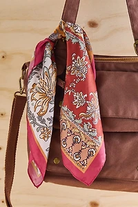 Wine Floral Small Boho Satin Bandana