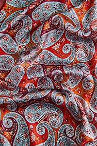 Orange Paisley Large Boho Satin Bandana