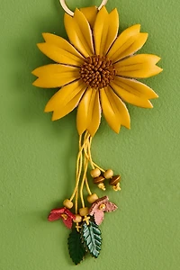 Yellow Flower Leather Bag Charm