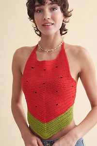 Watermelon Crochet Festival Halter Top