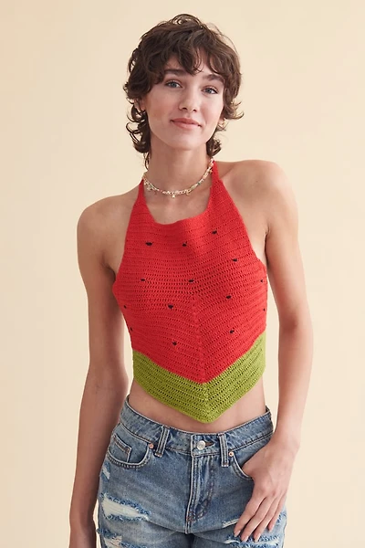Watermelon Crochet Festival Halter Top