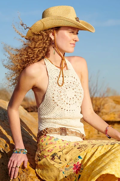 Cream Mandala Crochet Halter Tank