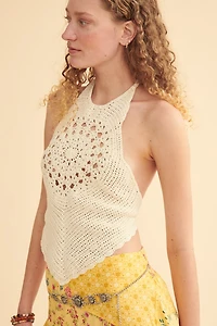 Cream Mandala Crochet Halter Tank