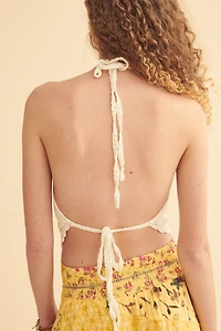 Cream Mandala Crochet Halter Tank