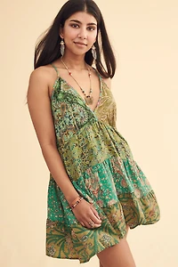 Green Assorted Sari Mini Dress