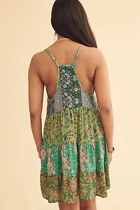 Green Assorted Sari Mini Dress