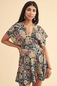 Teal Paisley DIY Wrap Sari Mini Dress