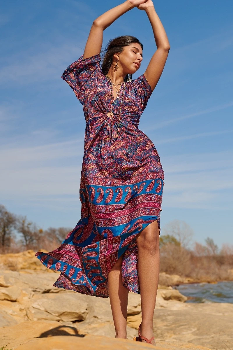 Purple Sari O-Ring Maxi Dress