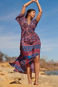 Purple Sari O-Ring Maxi Dress