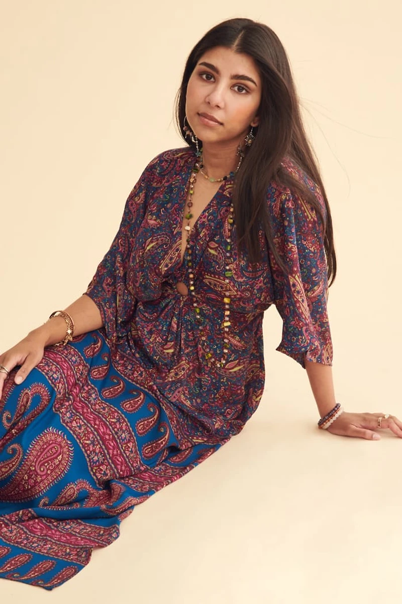 Purple Sari O-Ring Maxi Dress