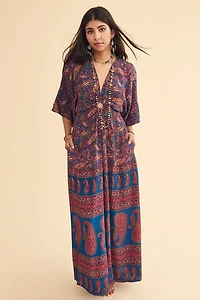 Purple Sari O-Ring Maxi Dress