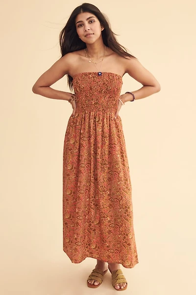 Burnt Clay Sari Tube Maxi Dress