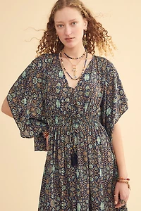 Moonlit Garden Flutter Sleeve Maxi Dress