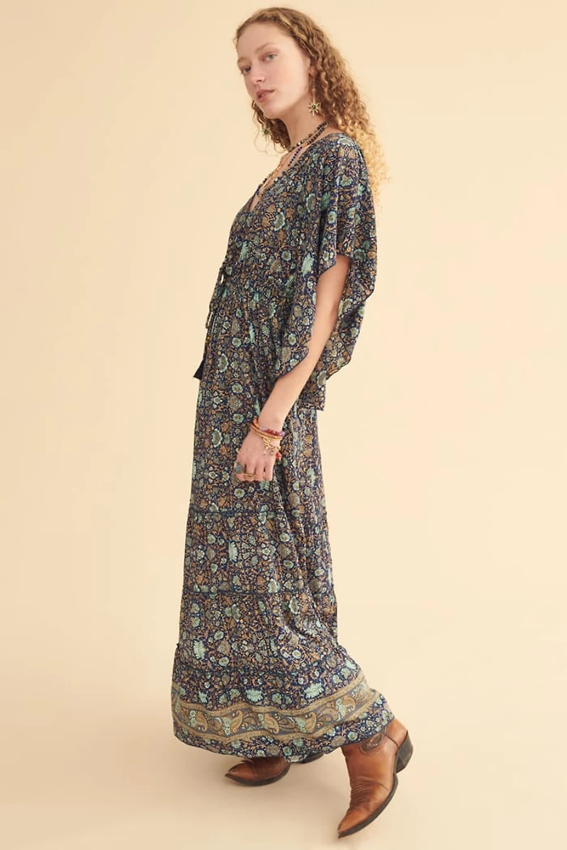 Moonlit Garden Flutter Sleeve Maxi Dress