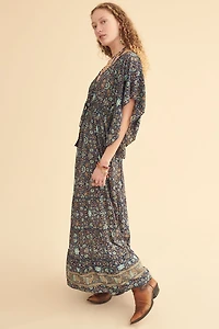 Moonlit Garden Flutter Sleeve Maxi Dress