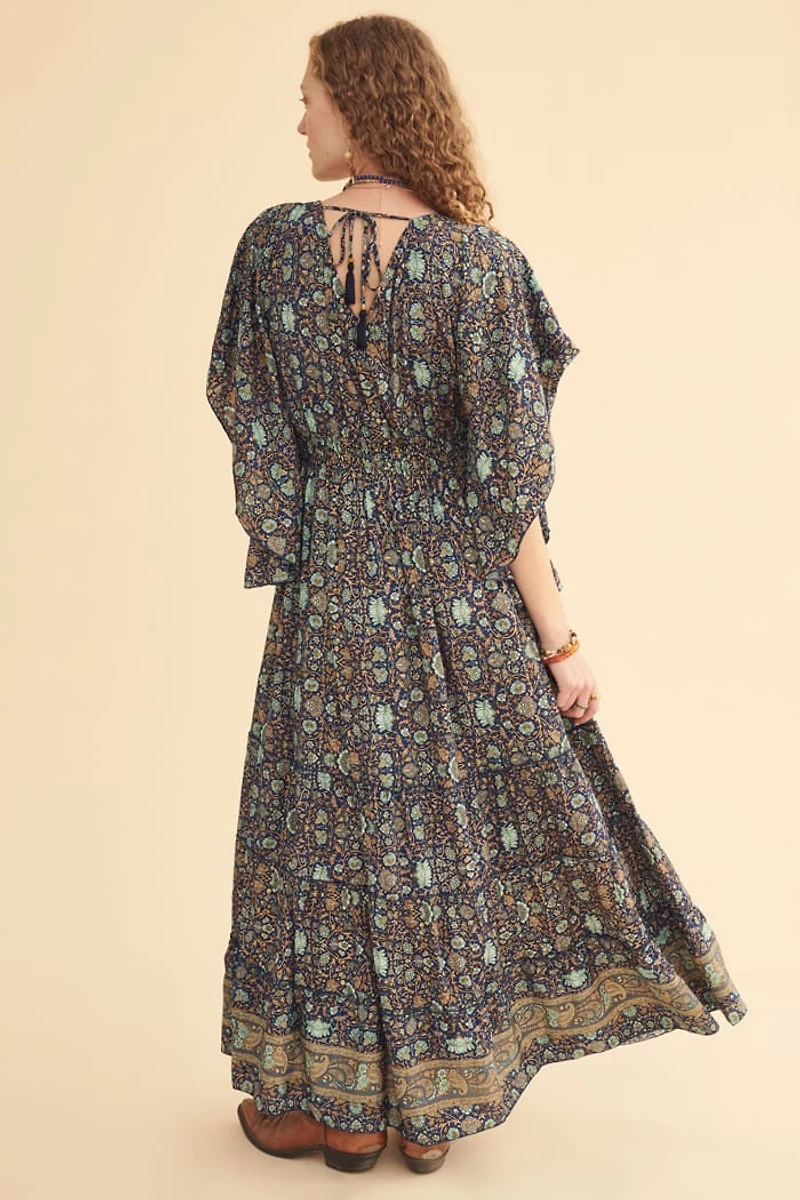 Moonlit Garden Flutter Sleeve Maxi Dress