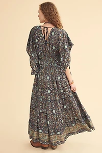 Moonlit Garden Flutter Sleeve Maxi Dress