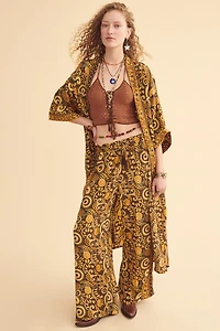 Mustard Paisley Long Sleeve Boho Duster