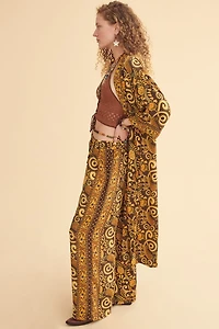 Mustard Paisley Long Sleeve Boho Duster