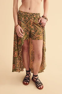 Floral Diamond Paisley Hi Lo Maxi Skort