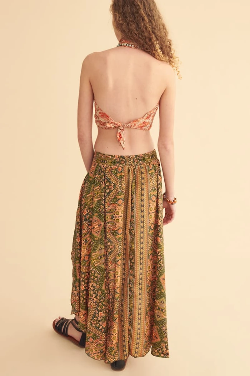 Floral Diamond Paisley Hi Lo Maxi Skort