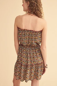 Mixed Floral Sari Mini Tube Dress