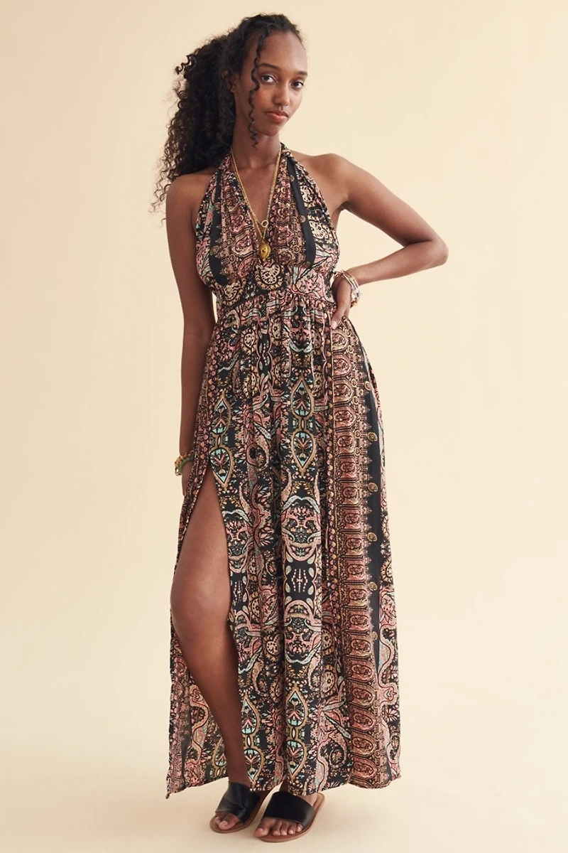 Black Wrap Top Maxi Dress