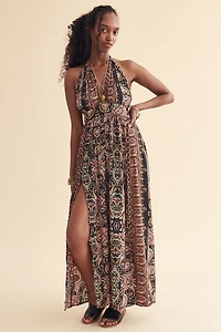 Black Wrap Top Maxi Dress