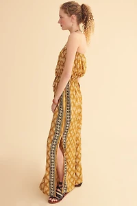 Gold Boho Split Leg Jumpsuit