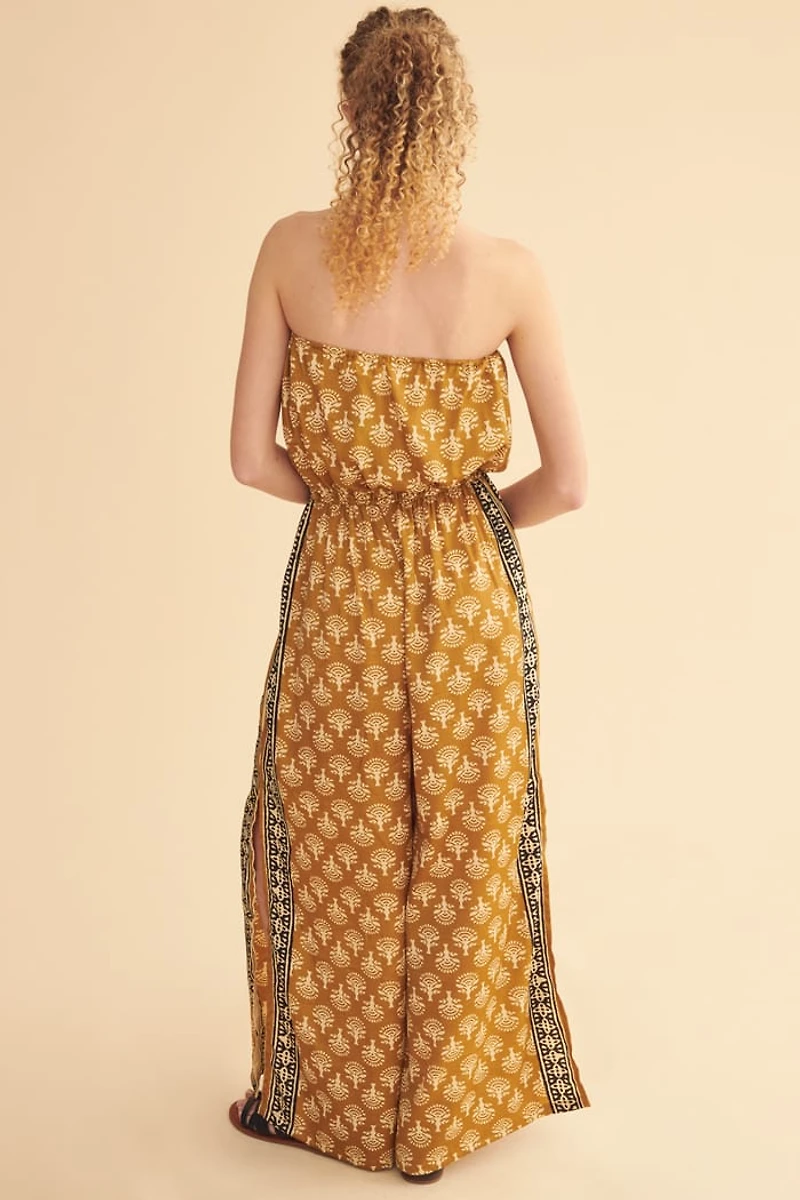 Gold Boho Split Leg Jumpsuit