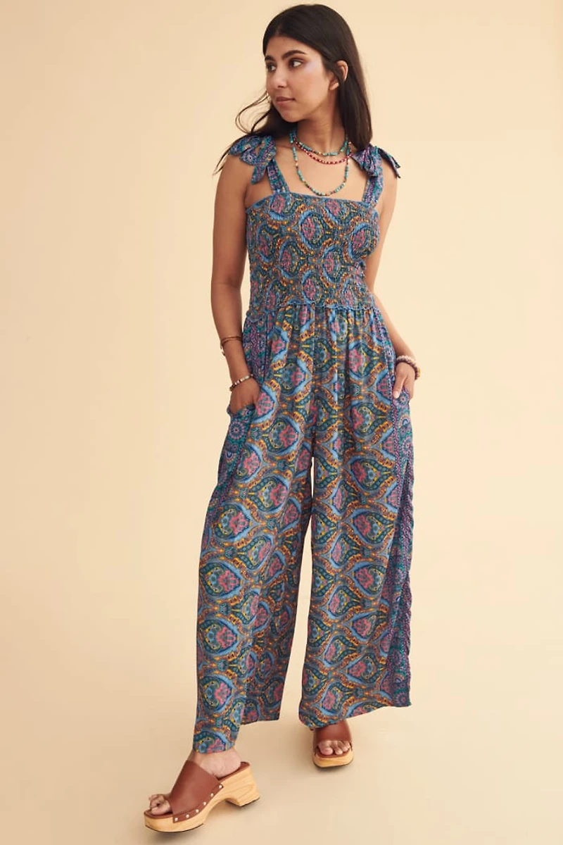 Turquoise Mosaic Sari Tube Jumpsuit