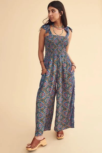 Turquoise Mosaic Sari Tube Jumpsuit