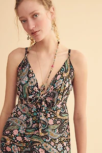 Pink Bloom Sari Front Tie Jumpsuit