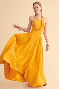 Sun Yellow Halter Maxi Dress