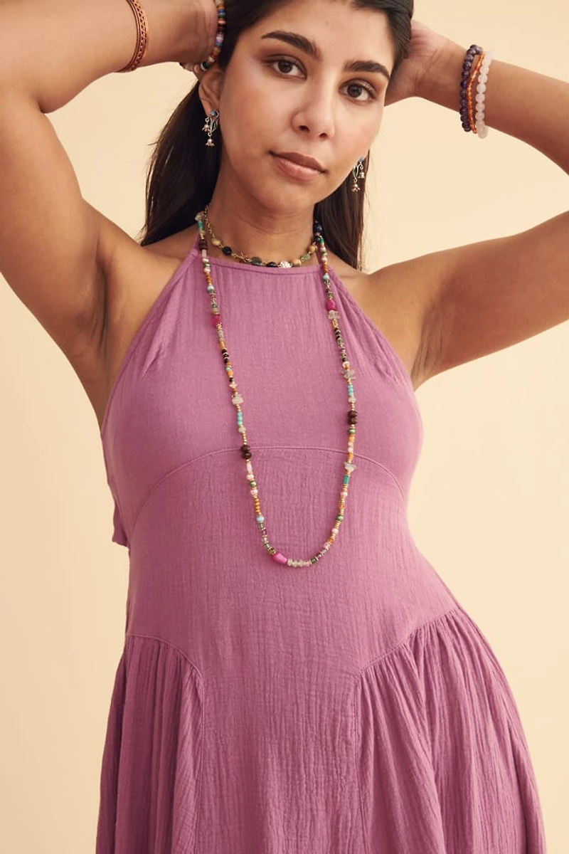 Mauve Pink Halter Maxi Dress