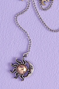 Safety Pin Boho Sun and Moon Brooch