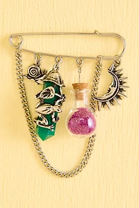 Safety Pin Frog Potion Brooch