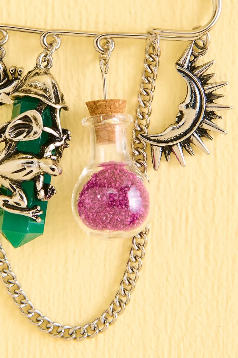 Safety Pin Frog Potion Brooch