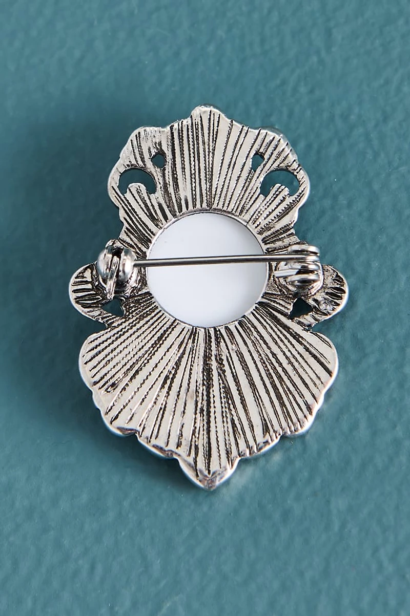 White Full Moon Antique Brooch