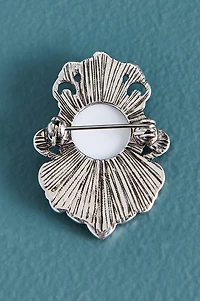 White Full Moon Antique Brooch