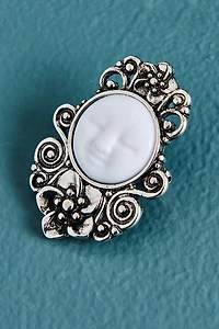 White Full Moon Antique Brooch
