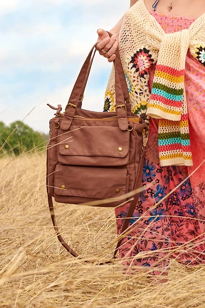 Brown Utility Travel Crossbody Bag