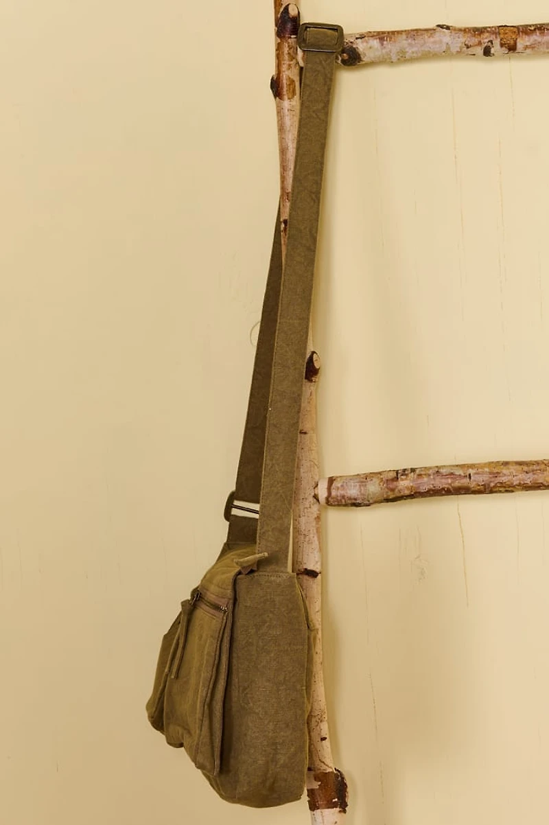 Khaki Green Utility Crossbody Bag