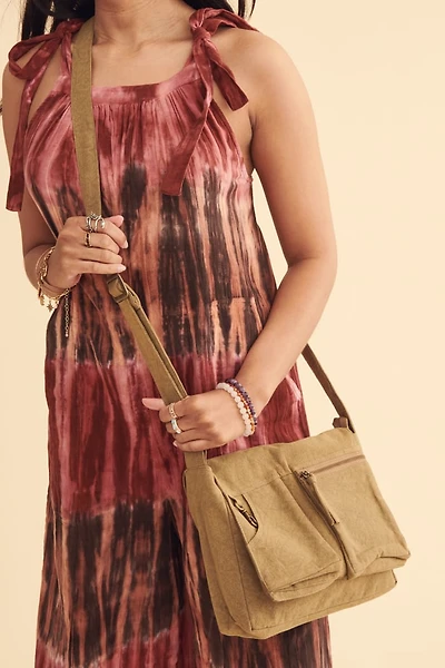 Khaki Green Utility Crossbody Bag