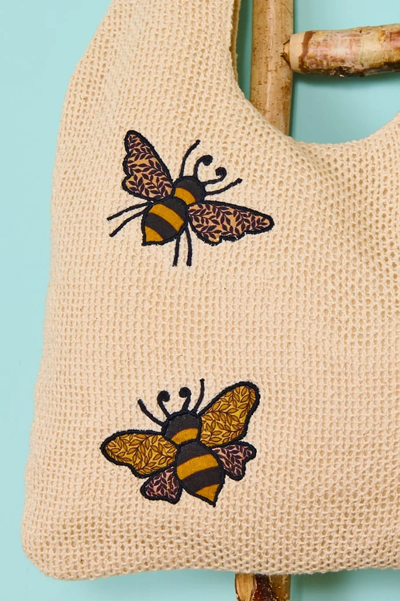 Bee Crossbody Woven Slouchy Tote Bag